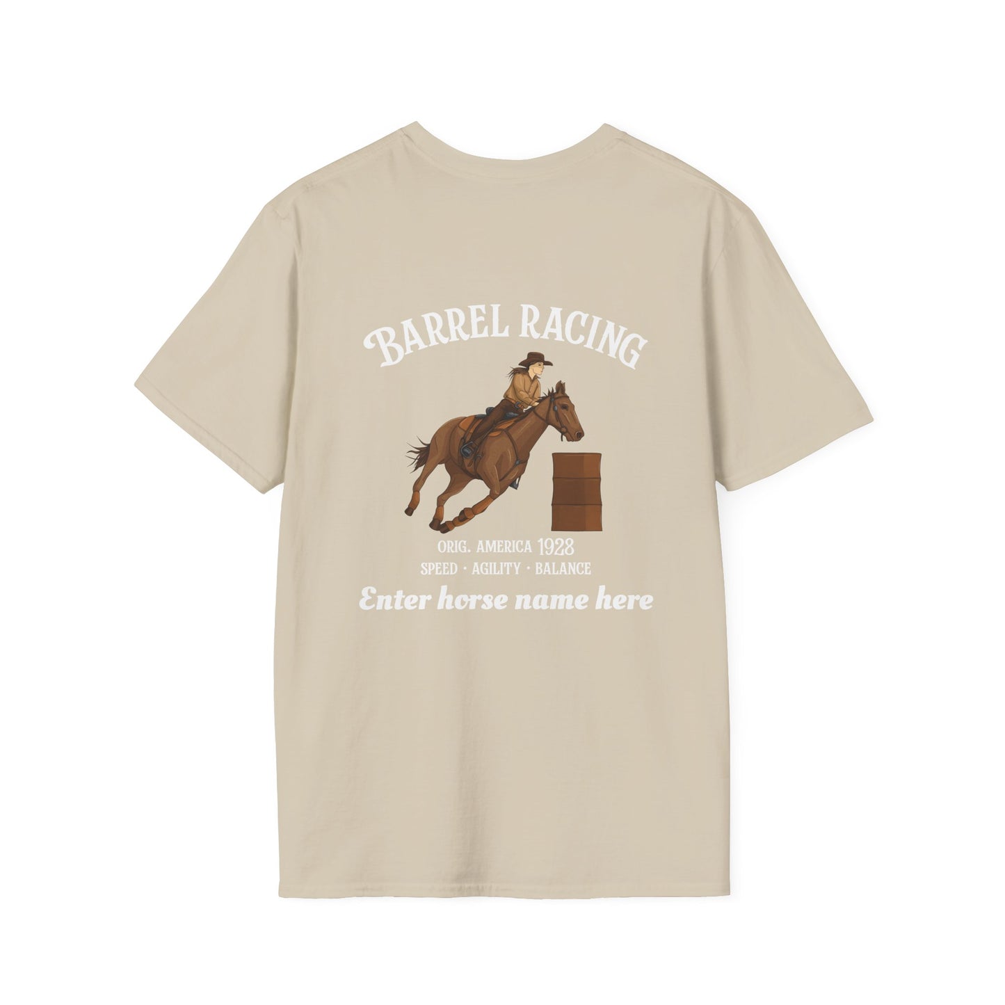Barrel Racing Horse T-Shirt — Personalized Rodeo Tee