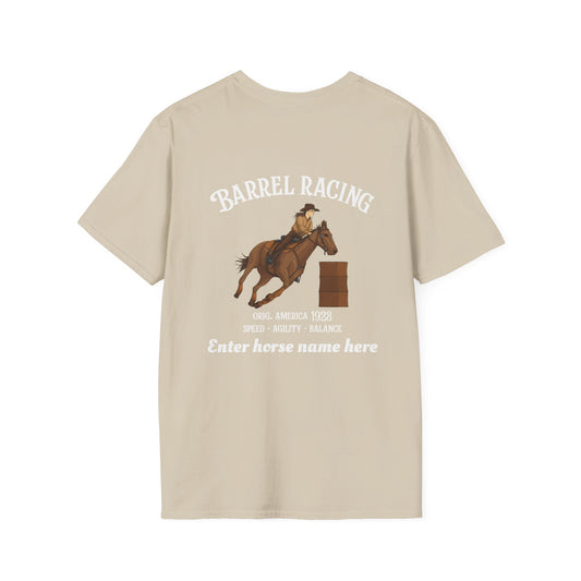 Barrel Racing Horse T-Shirt — Personalized Rodeo Tee
