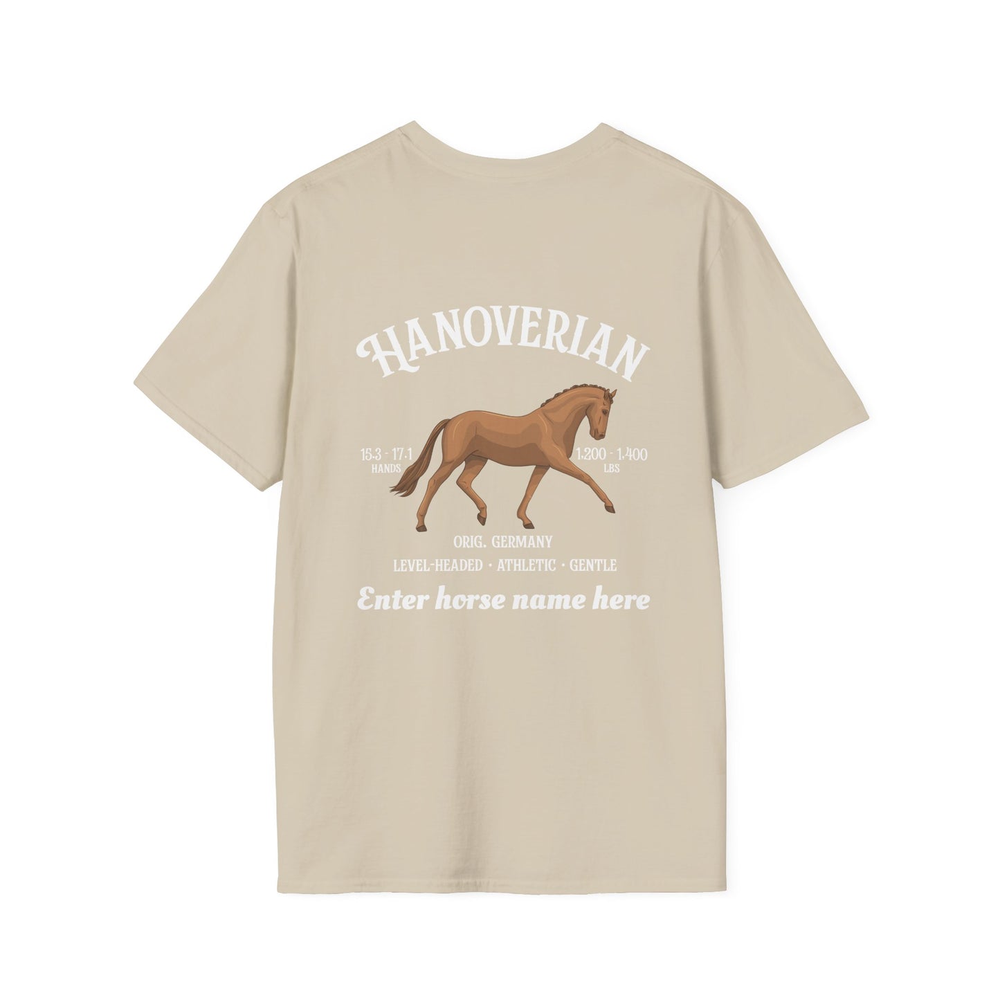 Hanoverian Horse T-Shirt — Custom Name Equestrian Tee