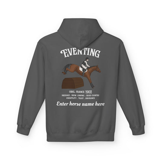 Eventing Horse Hoodie — Custom Name, Breed Info Equestrian Pullover