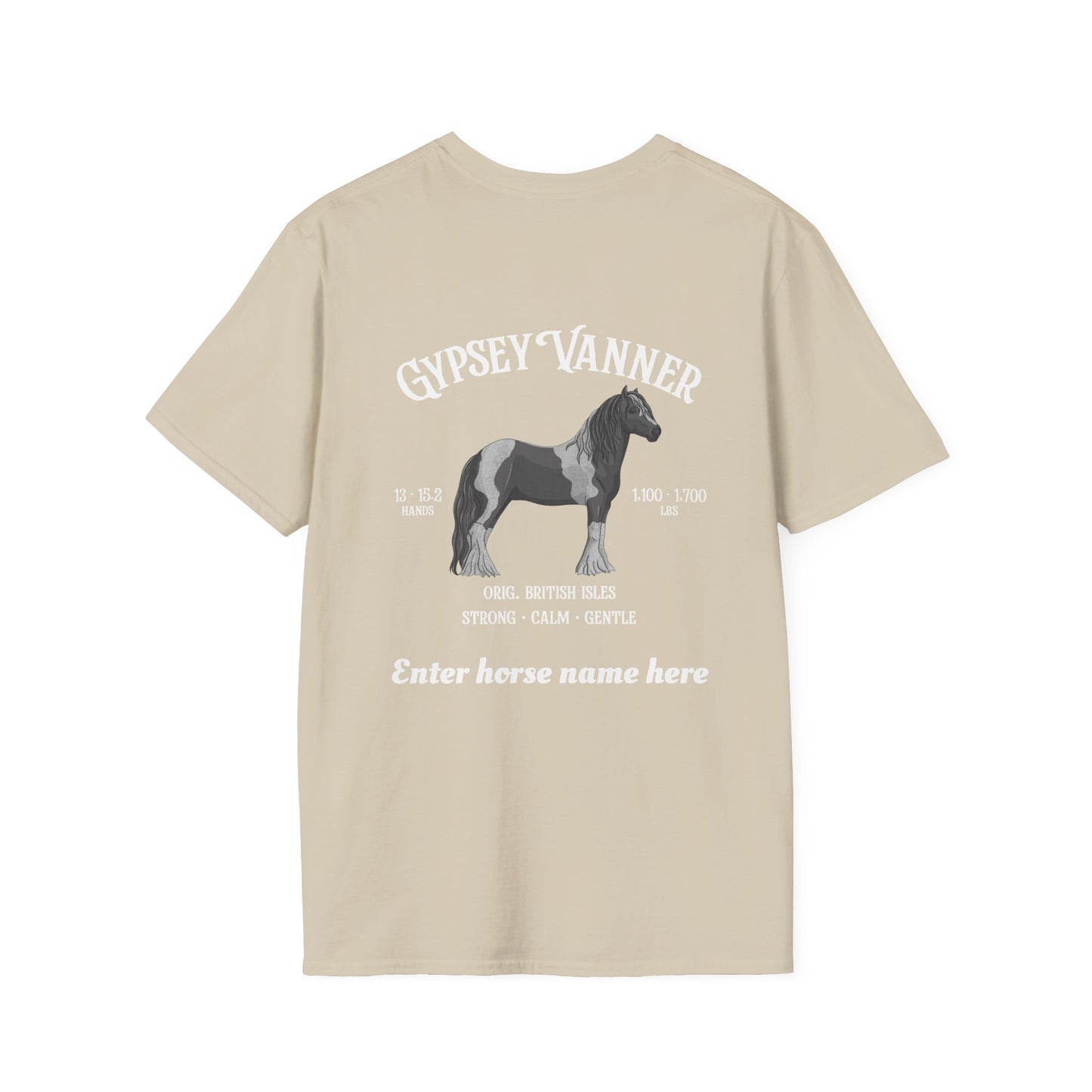 Gypsy Vanner Horse T-Shirt — Custom Name, Breed Profile Tee