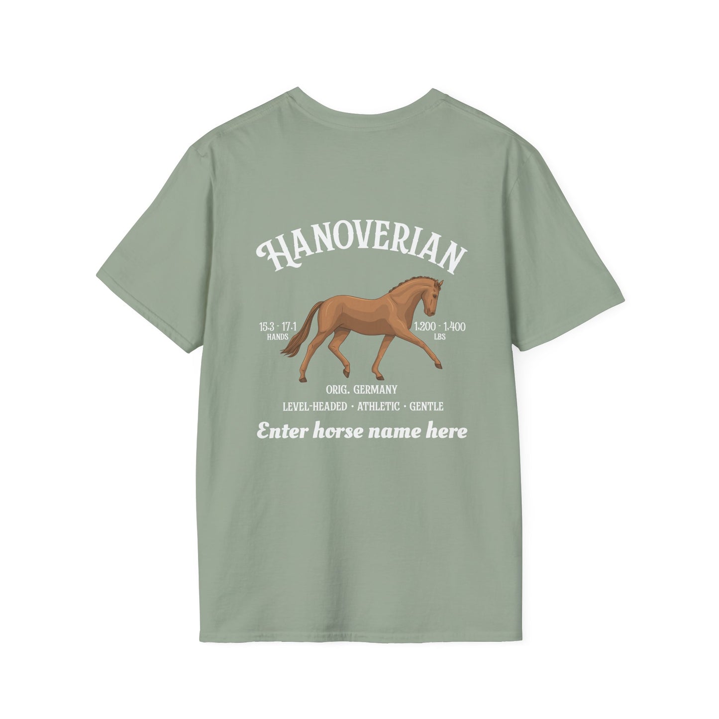 Hanoverian Horse T-Shirt — Custom Name Equestrian Tee