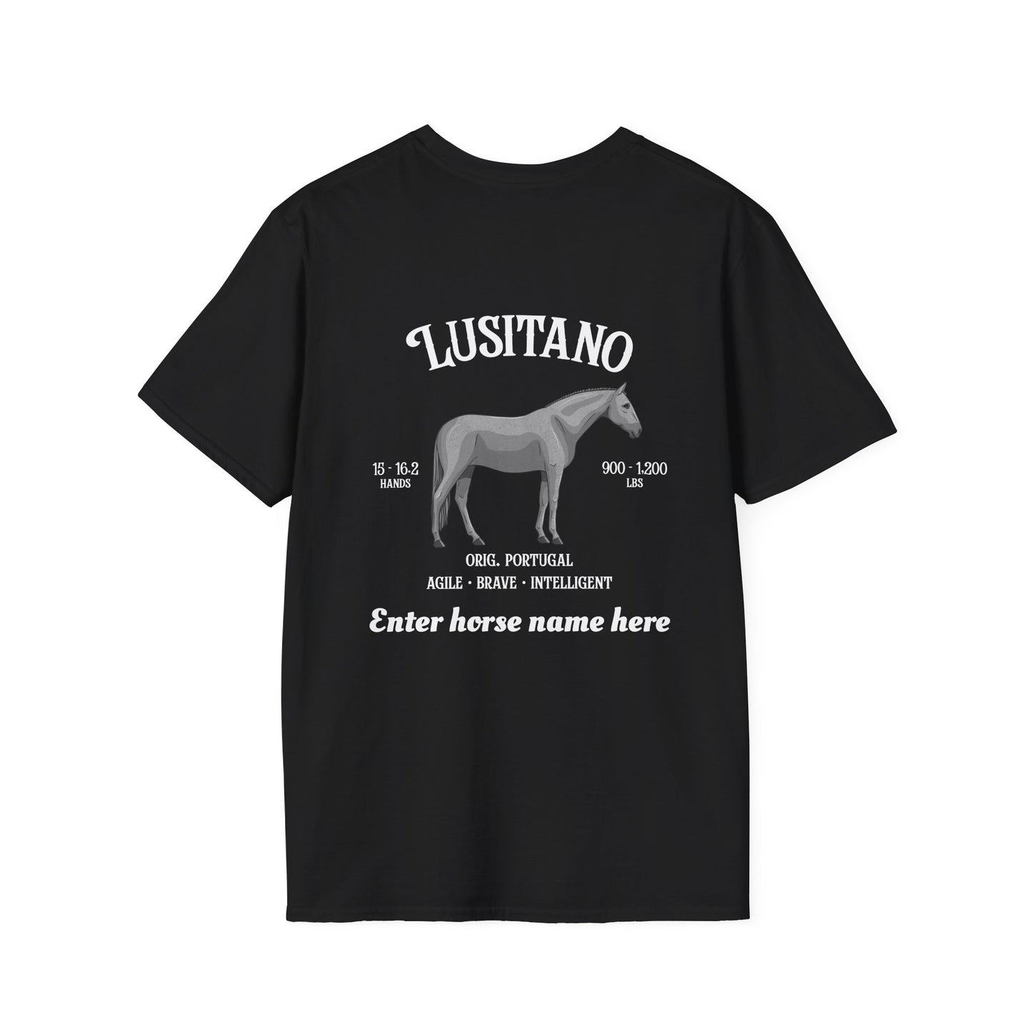 Lusitano Horse T-Shirt — Custom Name Equestrian Tee