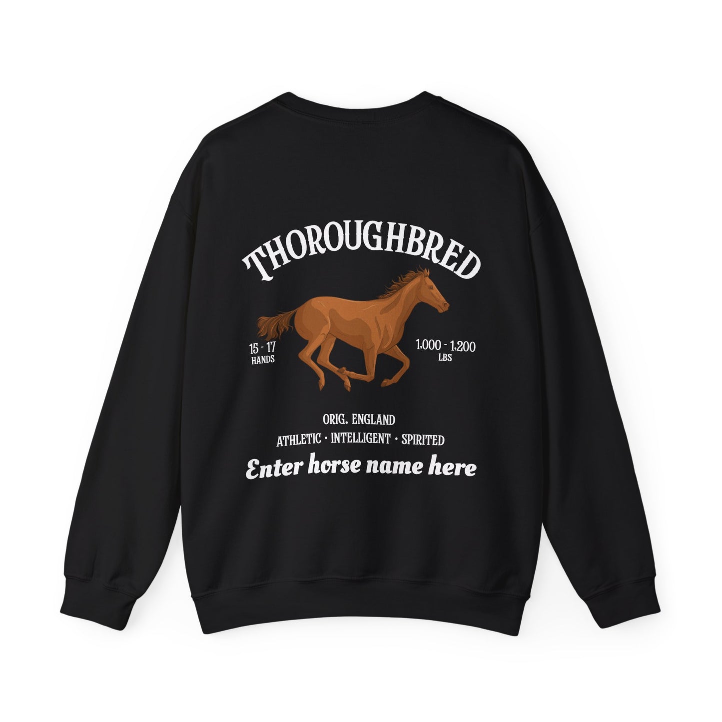 Thoroughbred Horse Crewneck Sweatshirt — Personalized Sweatshirt