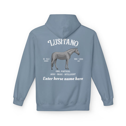 Lusitano Horse Hoodie — Custom Name Equestrian Pullover