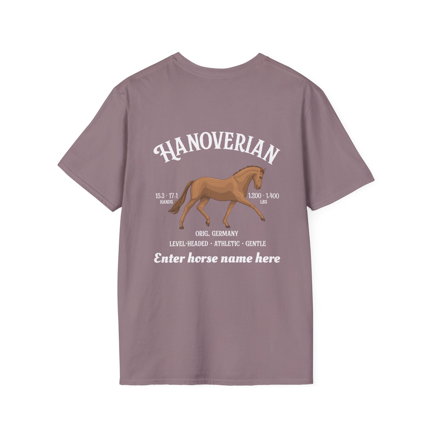 Hanoverian Horse T-Shirt — Custom Name Equestrian Tee