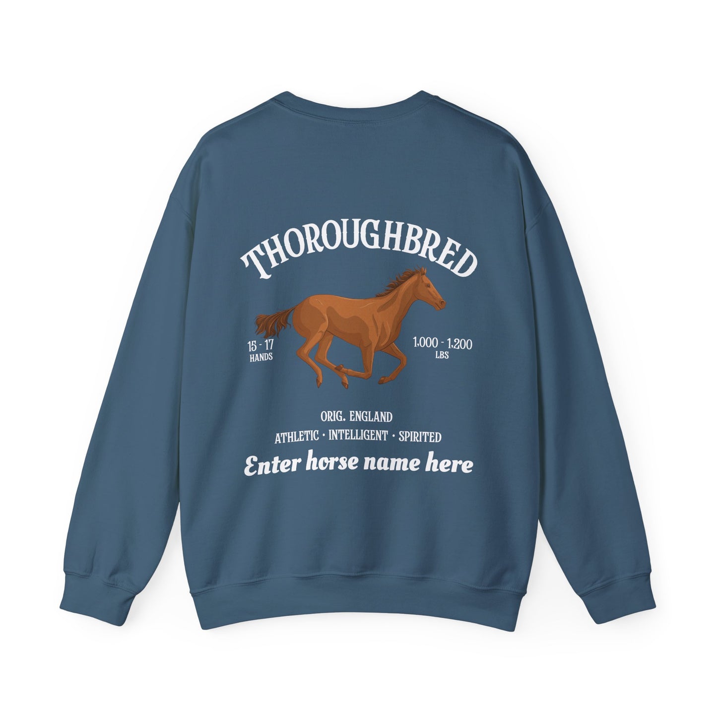 Thoroughbred Horse Crewneck Sweatshirt — Personalized Sweatshirt