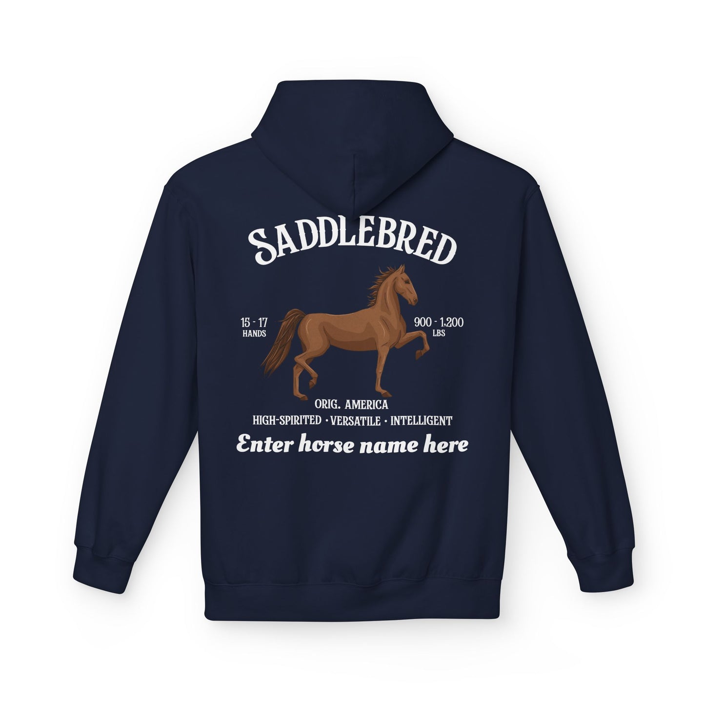 Saddlebred Horse Personalized Hoodie — Custom Name Equestrian Sweatshirt
