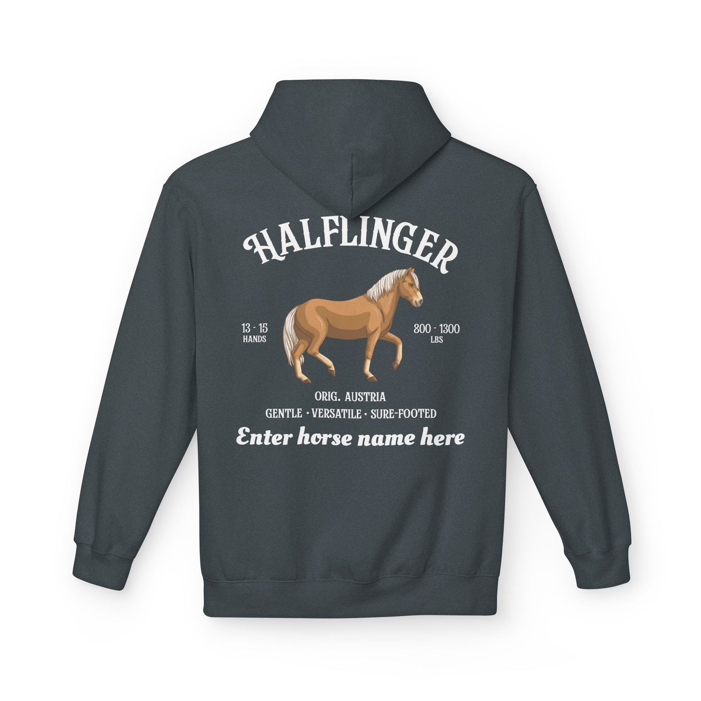 Haflinger Horse Hoodie — Custom Name Personalized Equestrian Sweatshirt