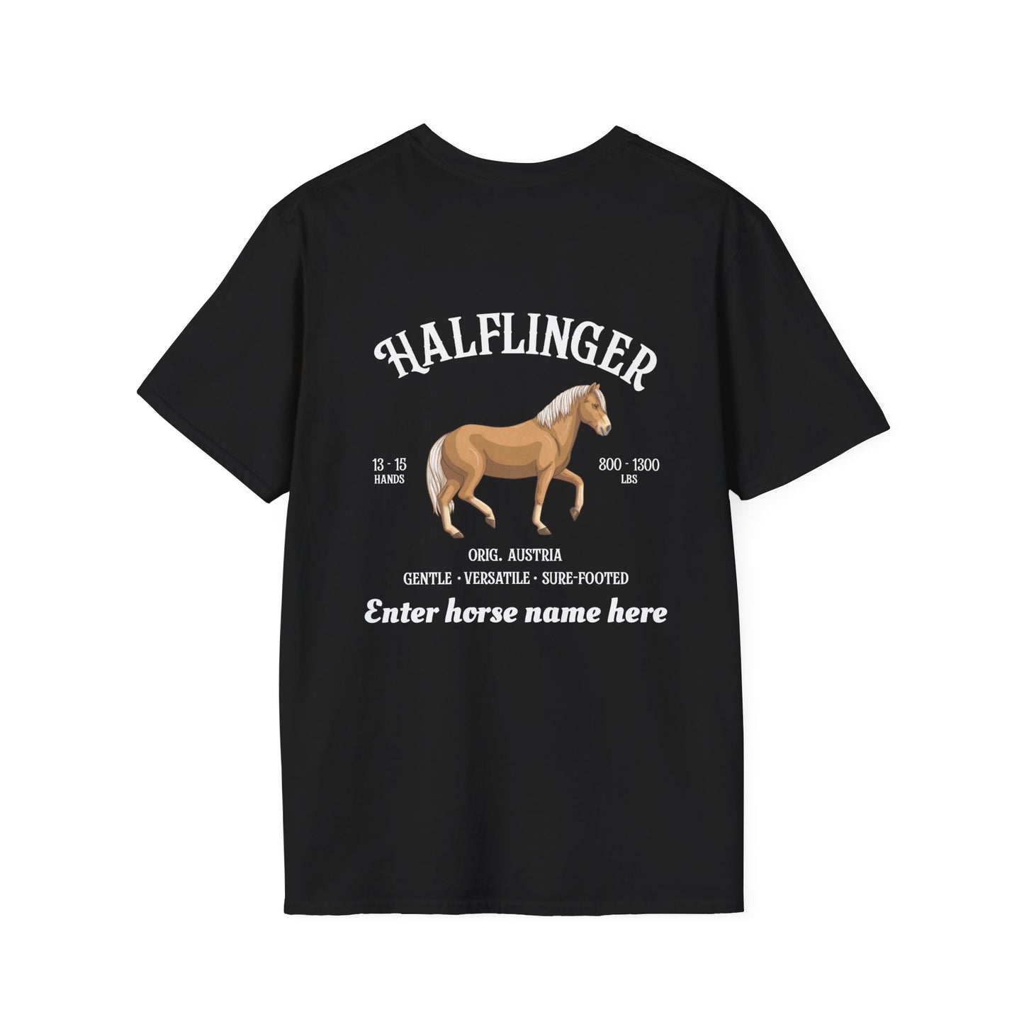 Halflinger Horse T-Shirt — Customizable Back Print