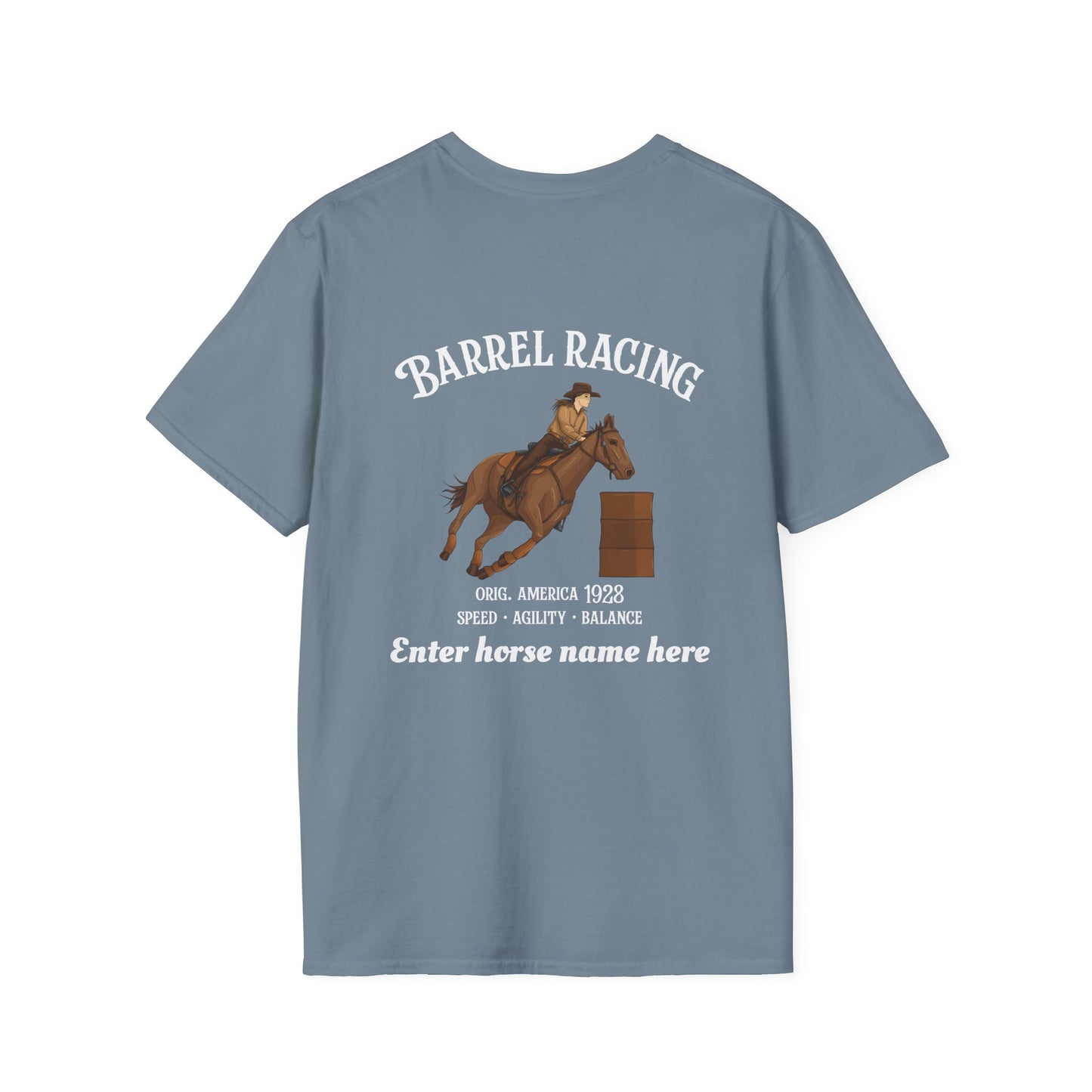 Barrel Racing Horse T-Shirt — Personalized Rodeo Tee