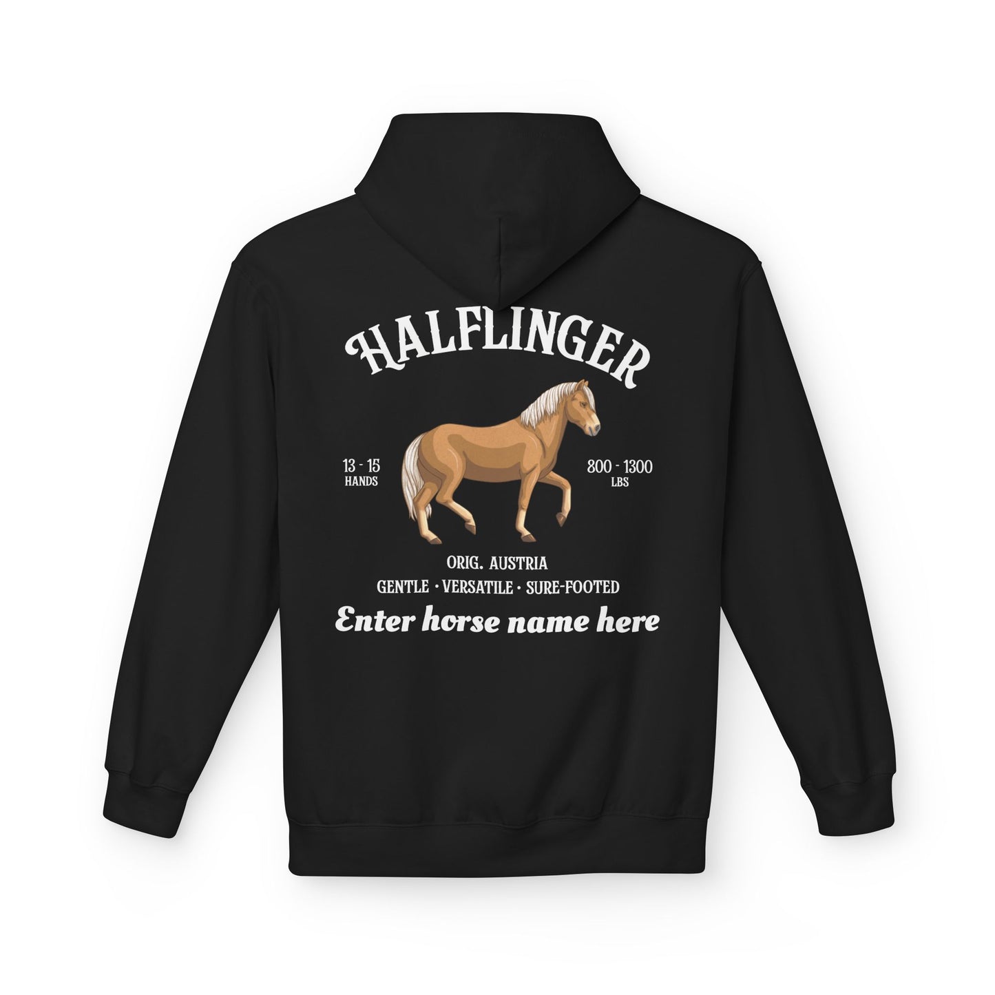 Haflinger Horse Hoodie — Custom Name Personalized Equestrian Sweatshirt