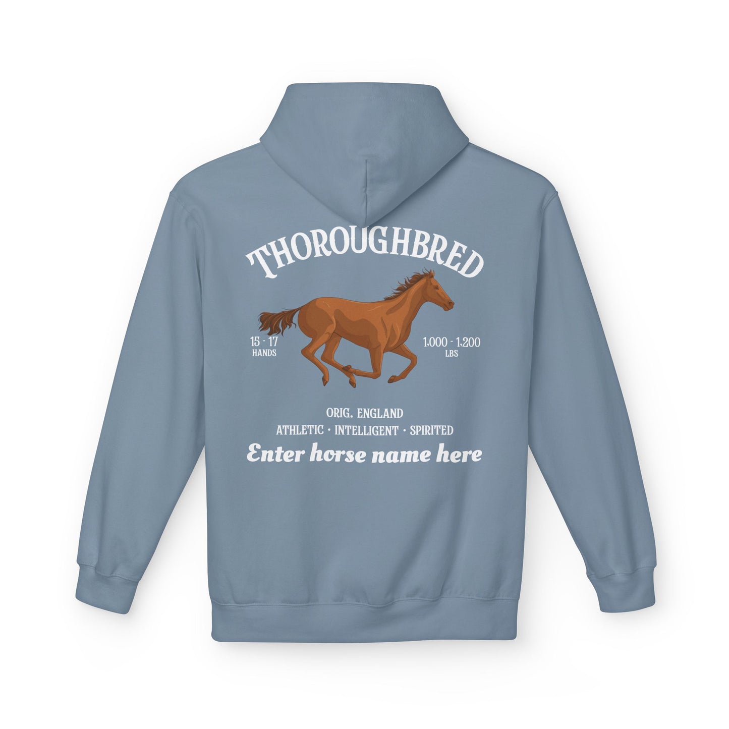 Thoroughbred Horse Hoodie — Personalized Pullover