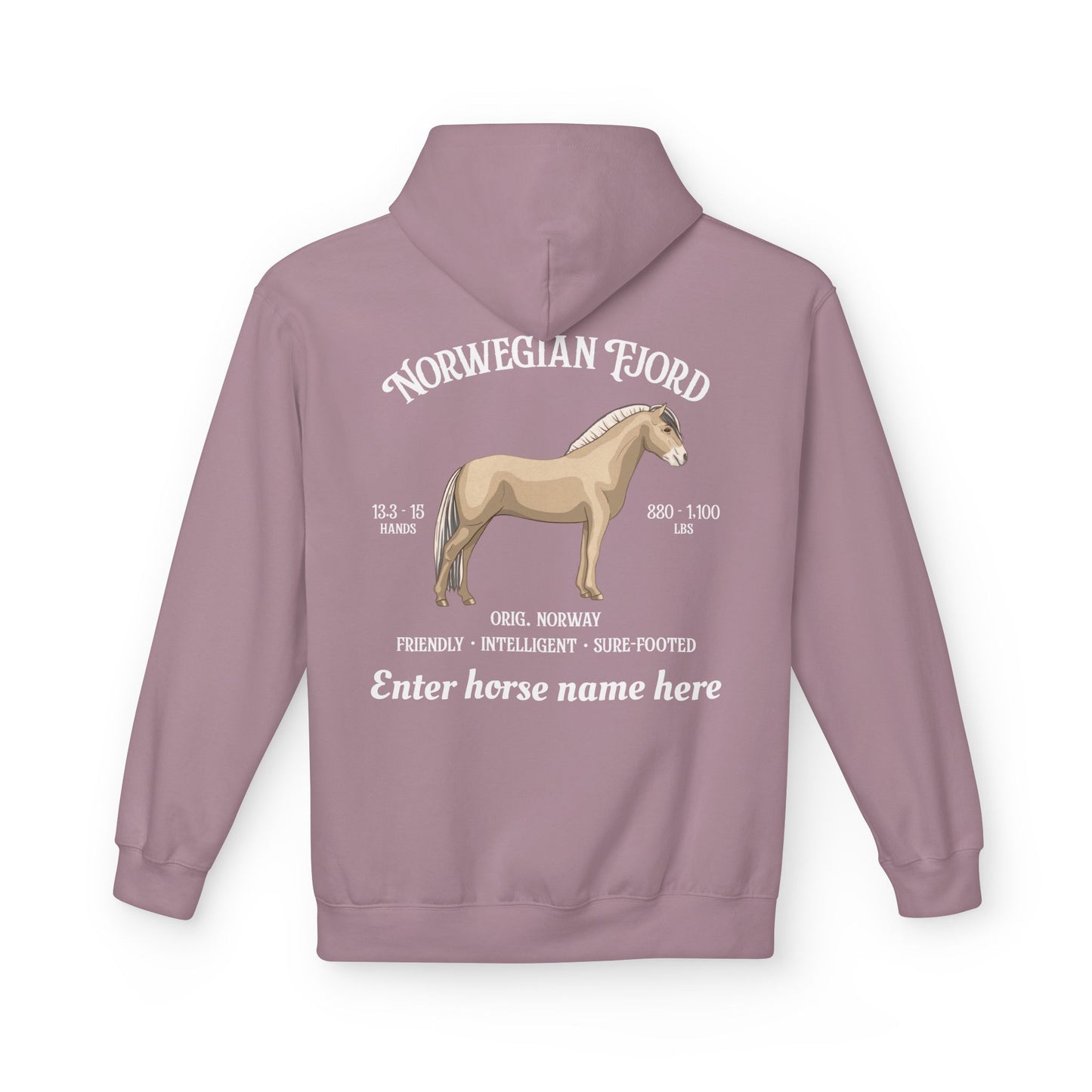 Norwegian Fjord Horse Hoodie — Custom Name, Breed Info Equestrian Pullover