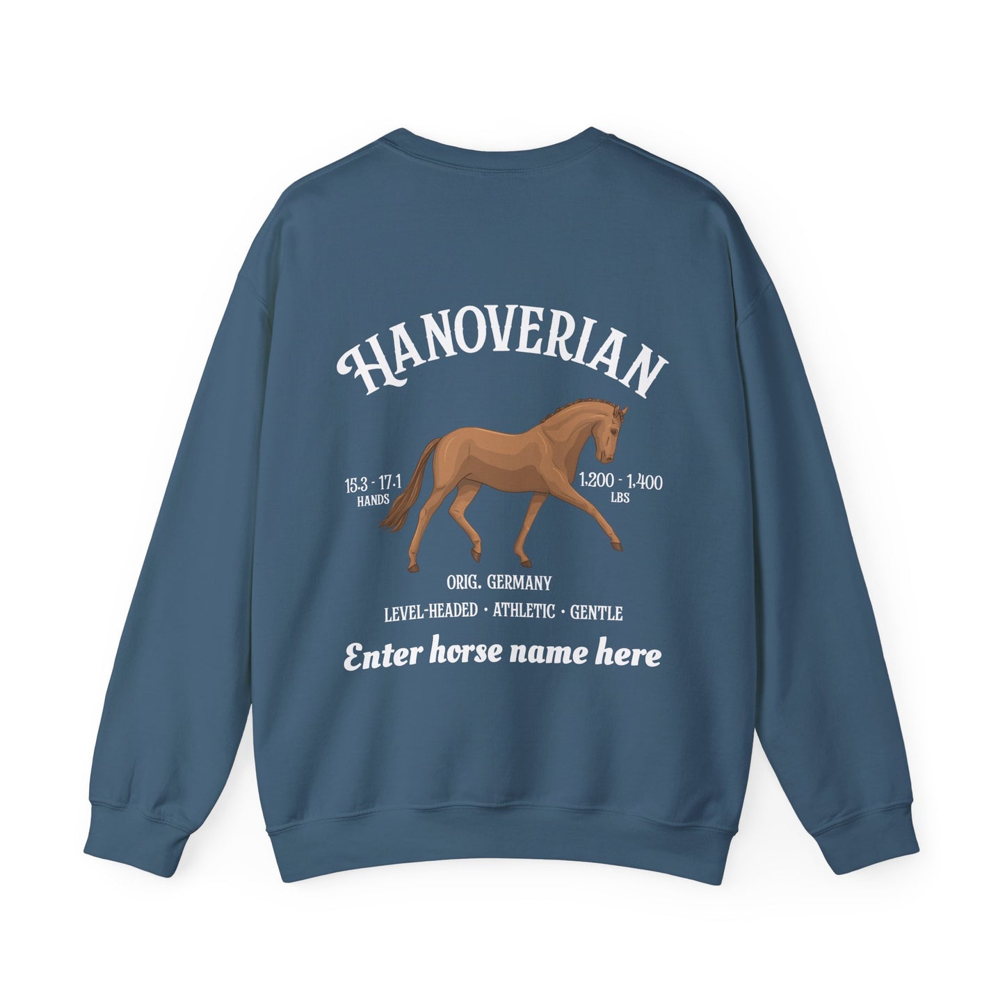 Hanoverian Horse Crewneck Sweatshirt – Personalized Equestrian Sweatshirt