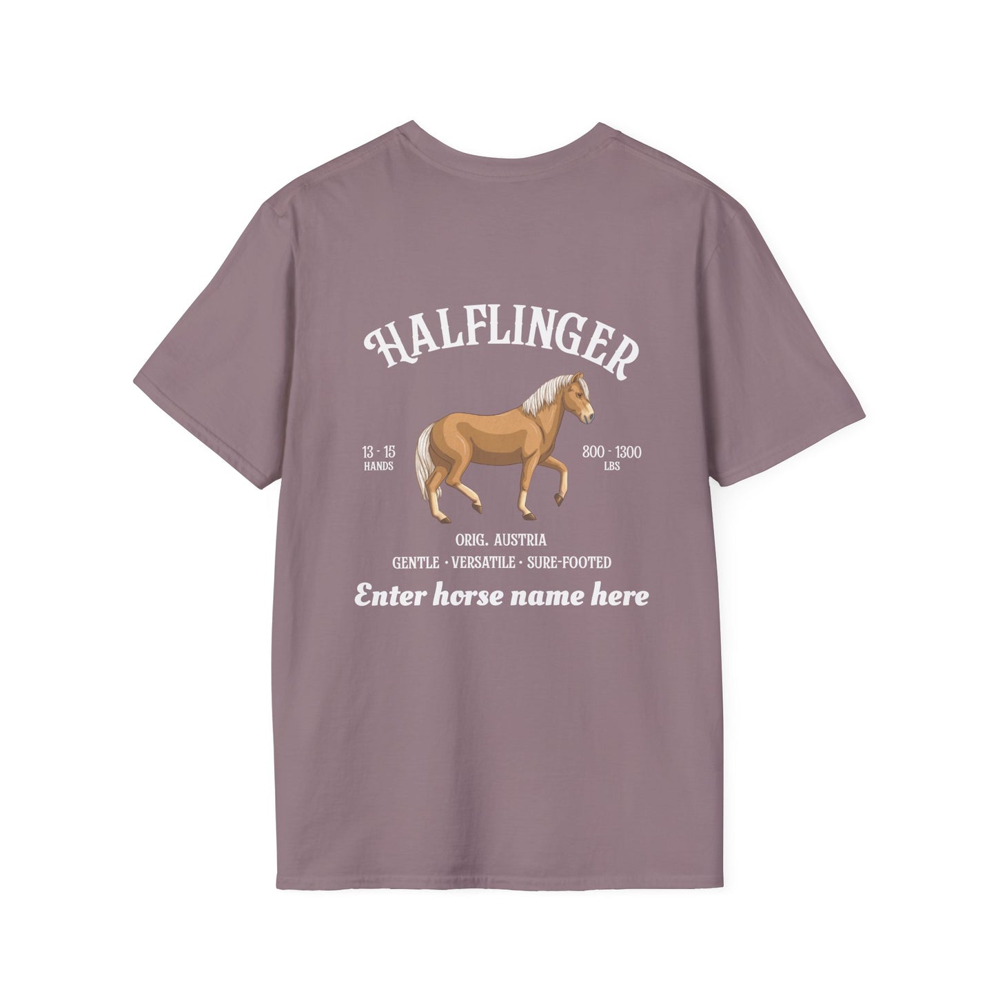 Halflinger Horse T-Shirt — Customizable Back Print