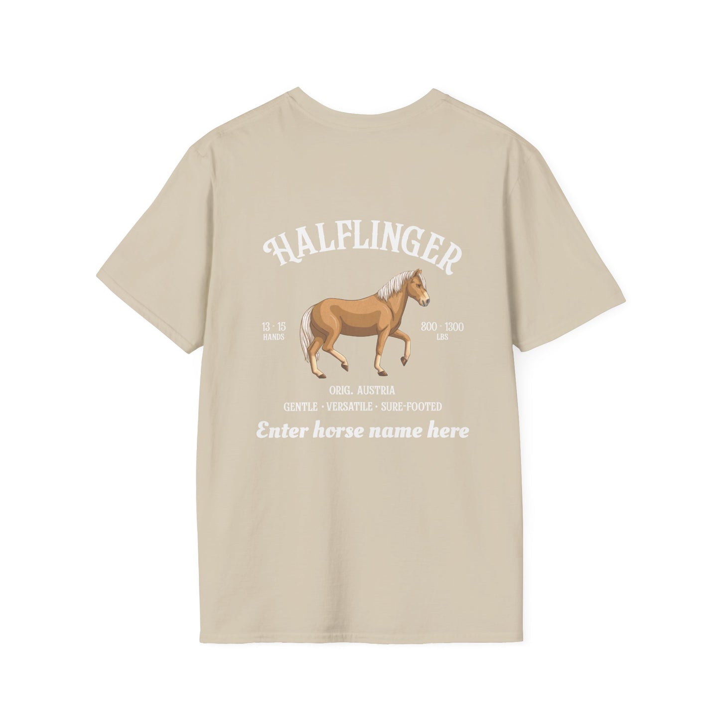 Halflinger Horse T-Shirt — Customizable Back Print