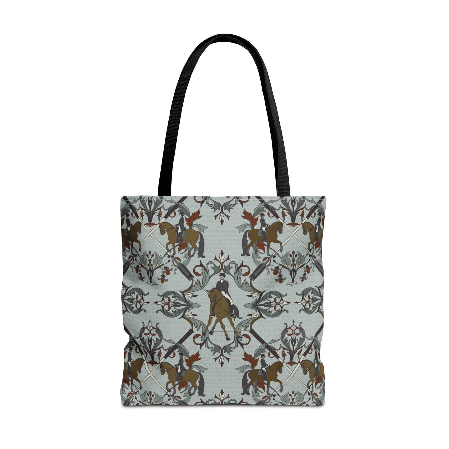 Dressage Crests Pattern Tote Bag — Vintage Equestrian All-Over Print