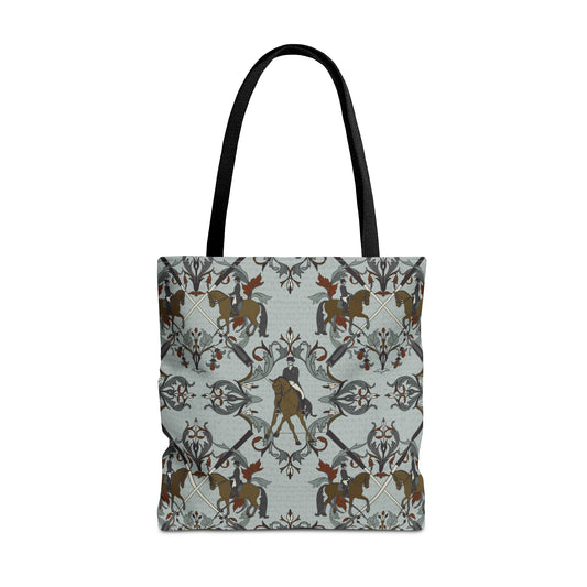 Dressage Crests Pattern Tote Bag — Vintage Equestrian All-Over Print