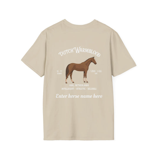 Dutch Warmblood Horse T-Shirt – Custom Name Equestrian Tee