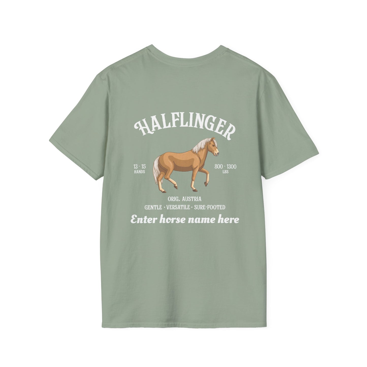 Halflinger Horse T-Shirt — Customizable Back Print