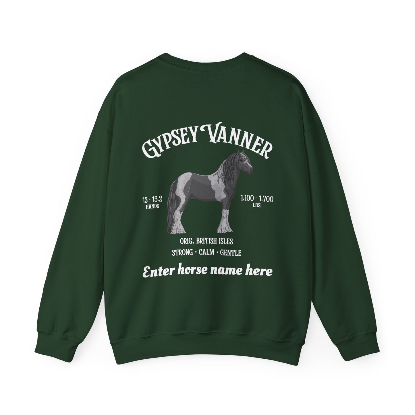 Gypsy Vanner Horse Sweatshirt — Customizable Equestrian Crewneck