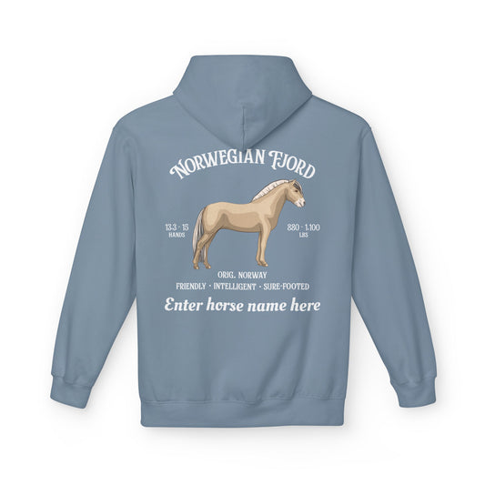 Norwegian Fjord Horse Hoodie — Custom Name, Breed Info Equestrian Pullover