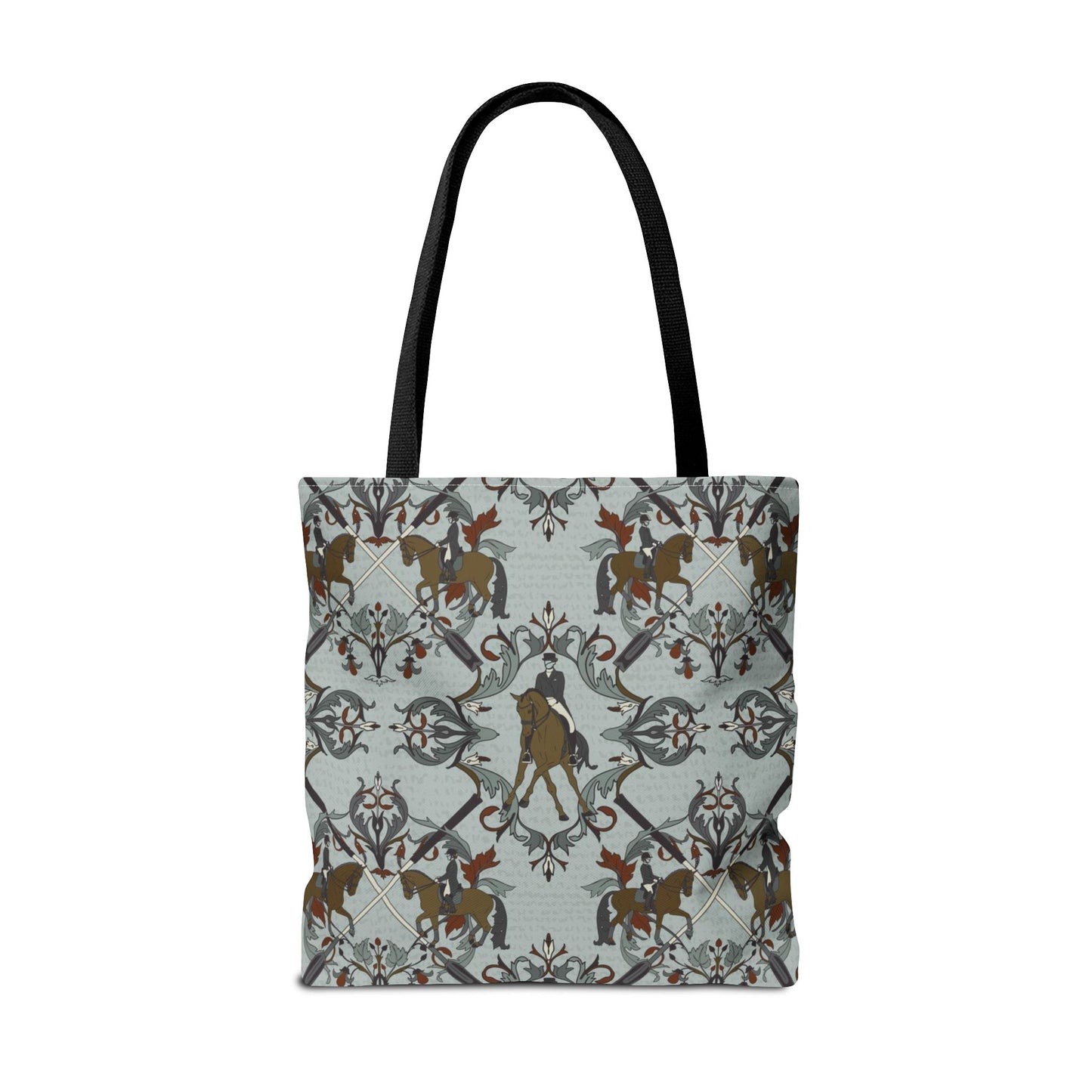 Dressage Crests Pattern Tote Bag — Vintage Equestrian All-Over Print