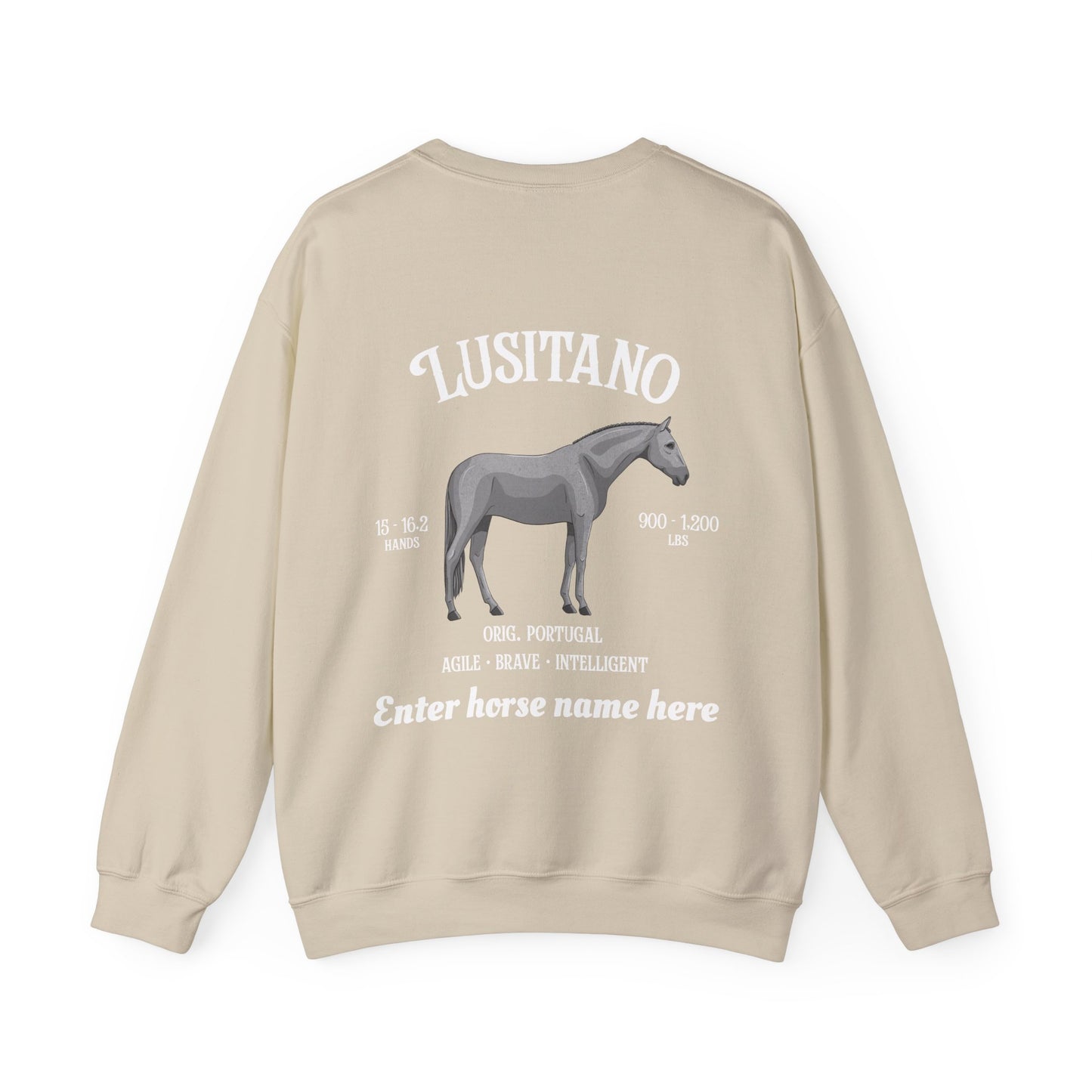 Lusitano Horse Crewneck Sweatshirt — Custom Name Equestrian Sweatshirt