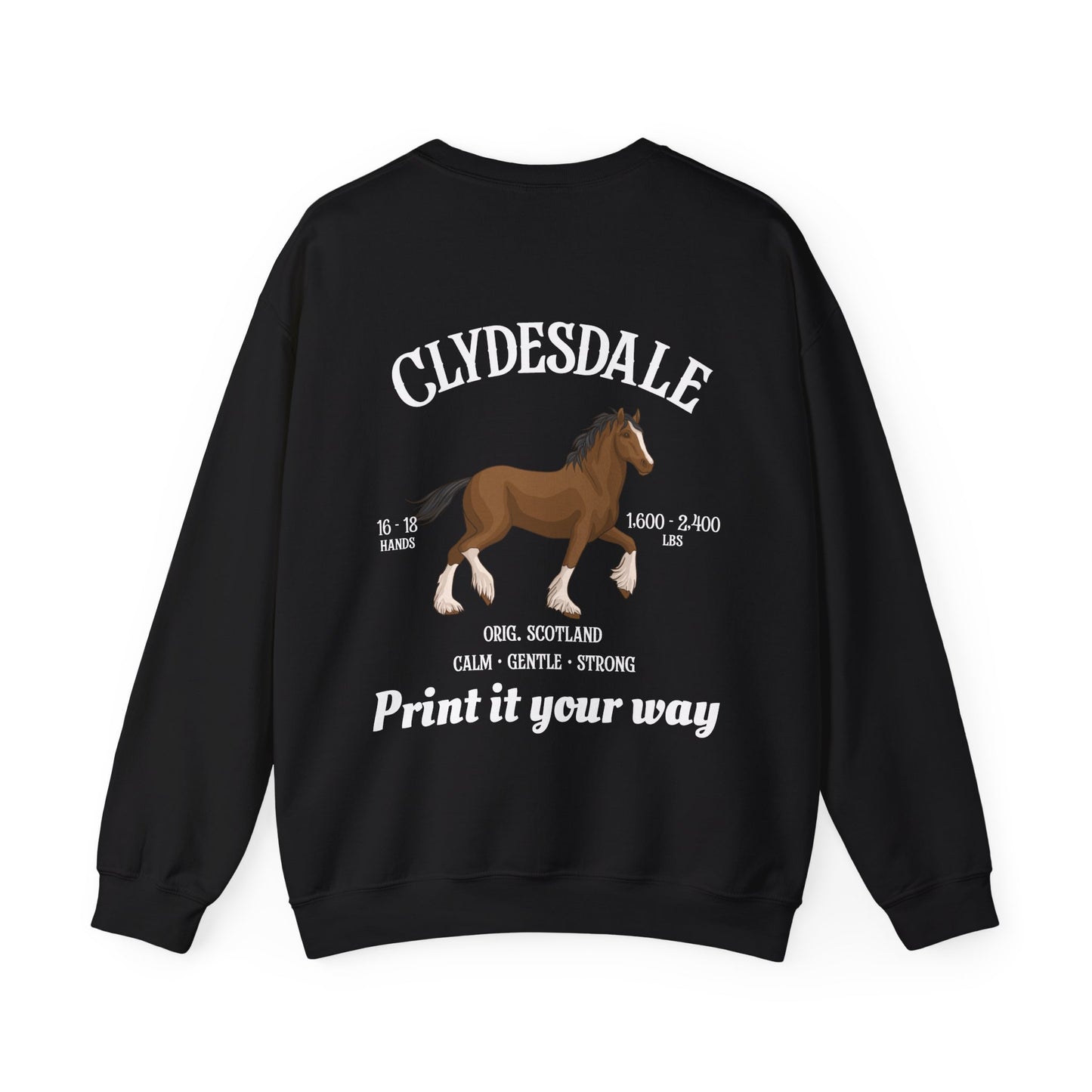 Clydesdale Horse Crewneck Sweatshirt — Personalized Riding Apparel