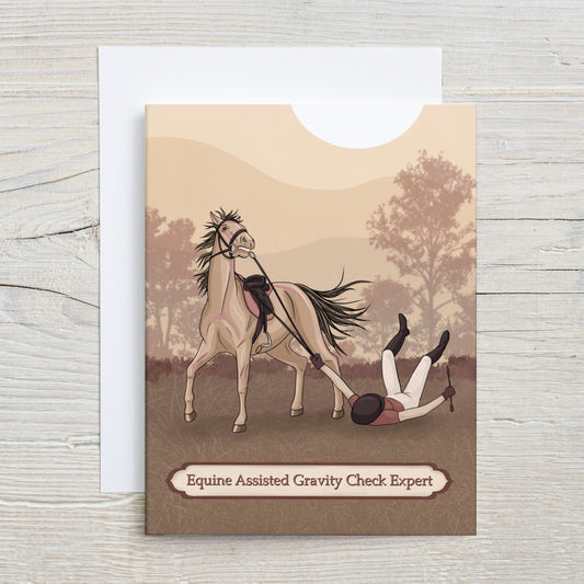 Equine Assisted Gravity Check Expert Greeting Card