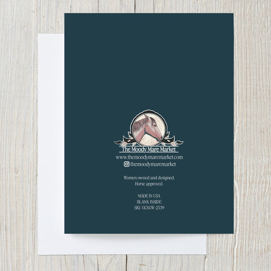 "Hope your are back in the saddle again soon" English Greeting Card